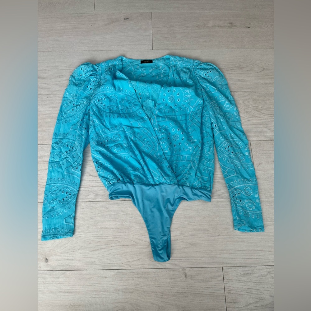 NWOT AFRM blue long sleeve bodysuit